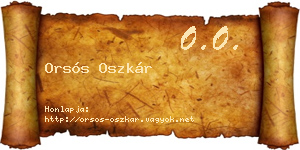Orsós Oszkár névjegykártya