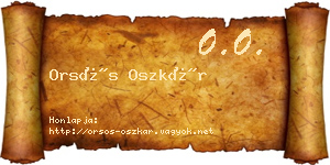 Orsós Oszkár névjegykártya